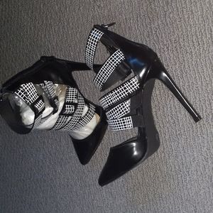 JustFab stiletto zip up buckle heels